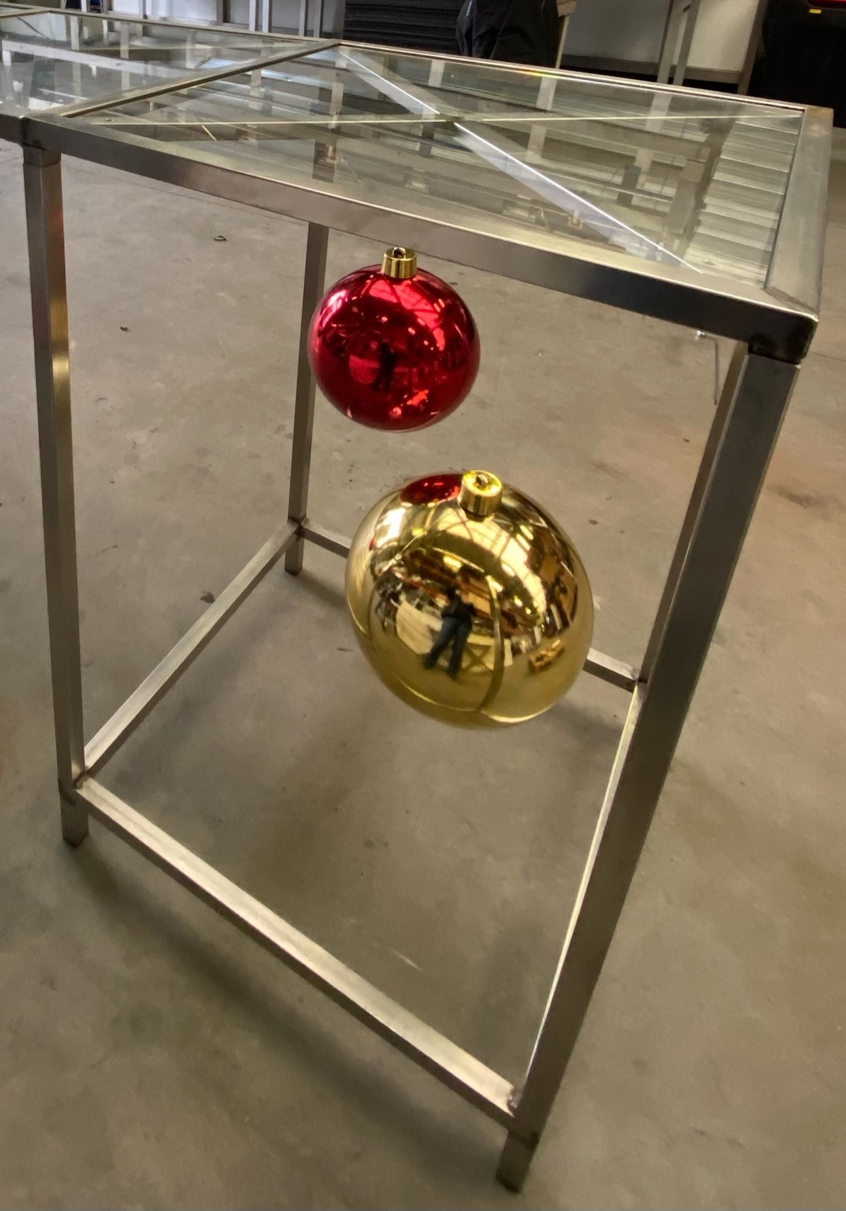 Statafel RVS met glas 70 x 70 cm